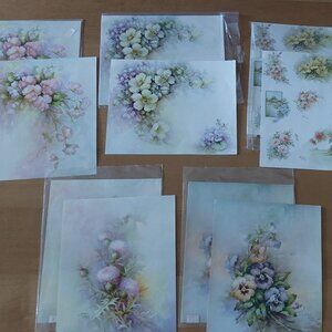 Vintage Huge Print Lot of 30 Set SONIE AMES 60s Art Pastel Flowers Thistle Pansy